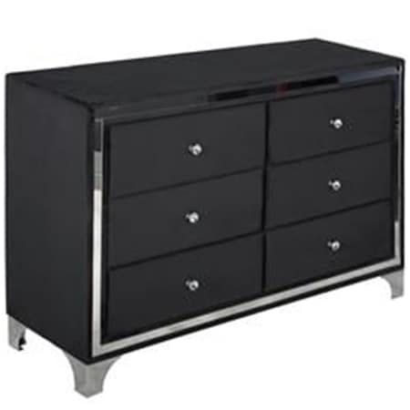 Better Home Monica Velvet Upholstered Double Dresser, Black MONICA-DD-BLK